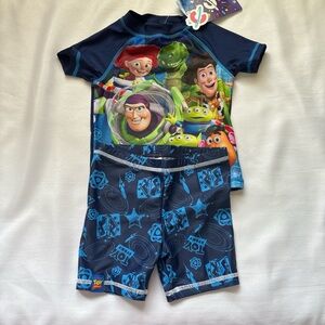 Kids' Navy Blue Rash Guard Swim Set - Buzz & Friends